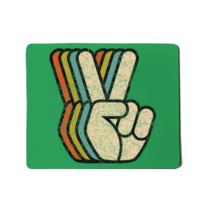 Retro Peace Sign V Fingers Vintage 60s 70s 80s Cool Mousepad