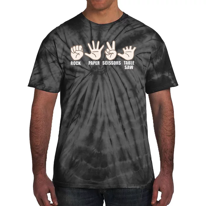 Rock Paper Scissor Table Saw Tie-Dye T-Shirt