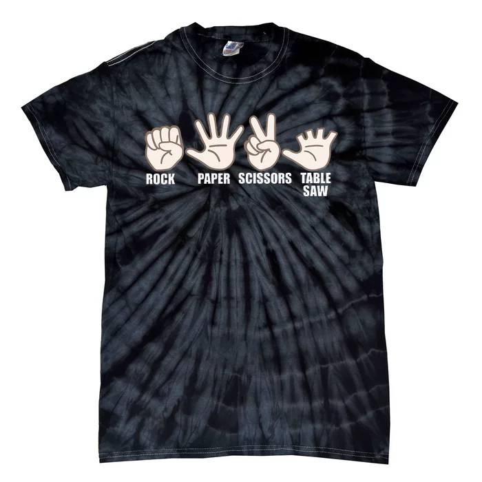 Rock Paper Scissor Table Saw Tie-Dye T-Shirt