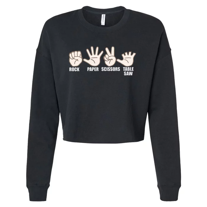 Rock Paper Scissor Table Saw Cropped Pullover Crew