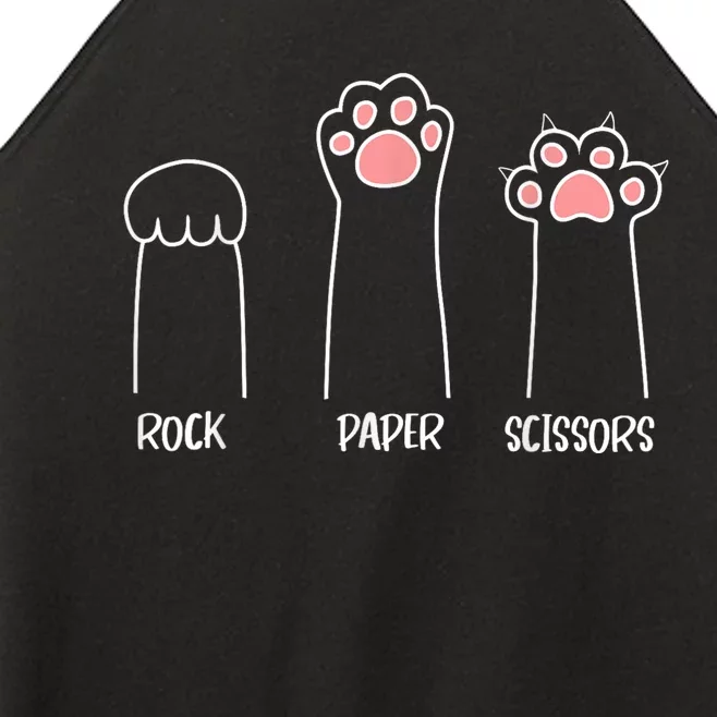 Rock Paper Scissors Hand Game Cute Paw Funny Cat Introvert Cat Animal Rescue Pet Women’s Perfect Tri Rocker Tank