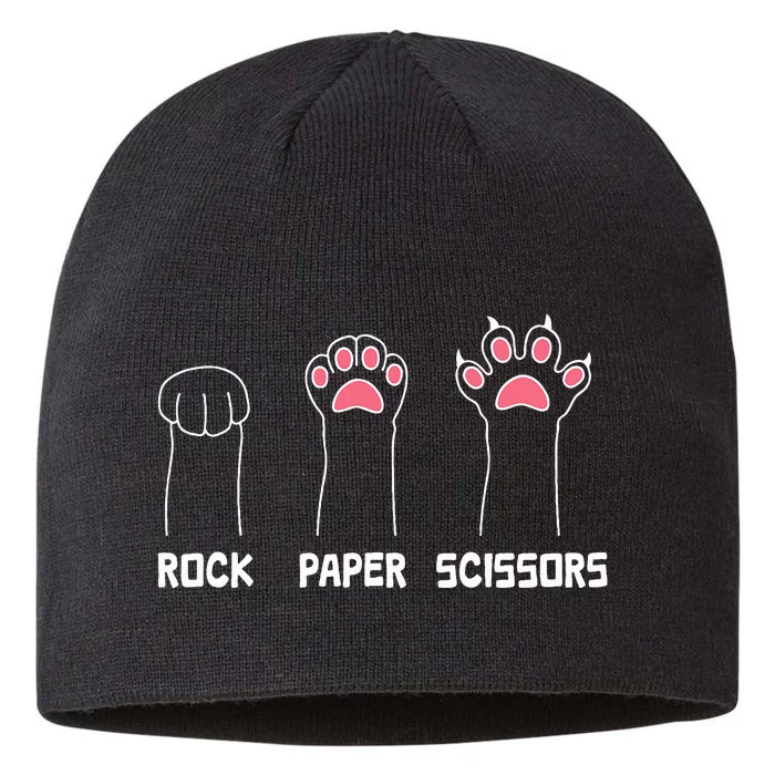 Rock Paper Scissors Cat Paws Cute Cat Funny Cat 8 1/2in Sustainable Knit Beanie