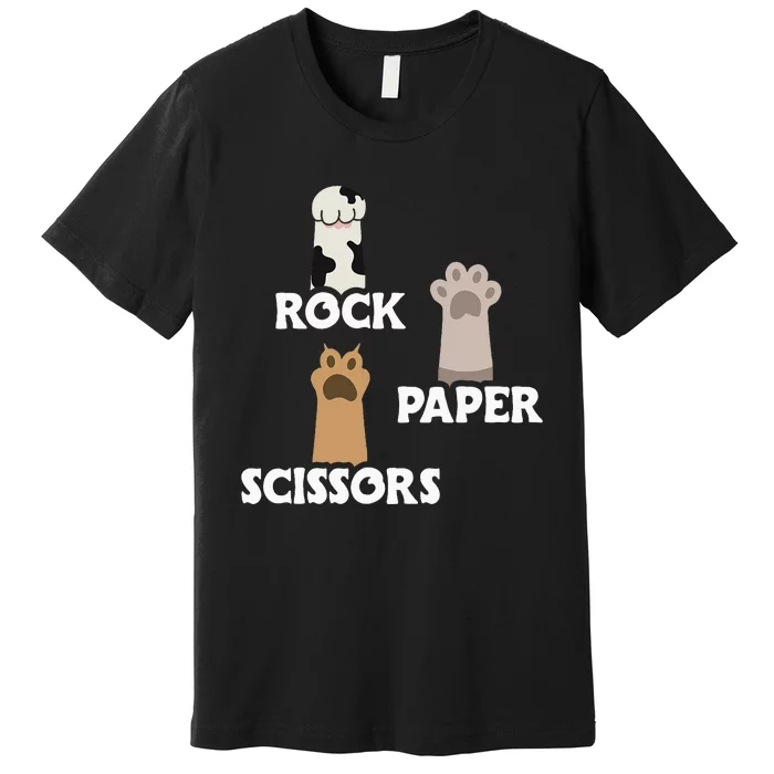 Rock Paper Scissors Cat Paws Cute Kitten Cat Lover Gift Premium T-Shirt