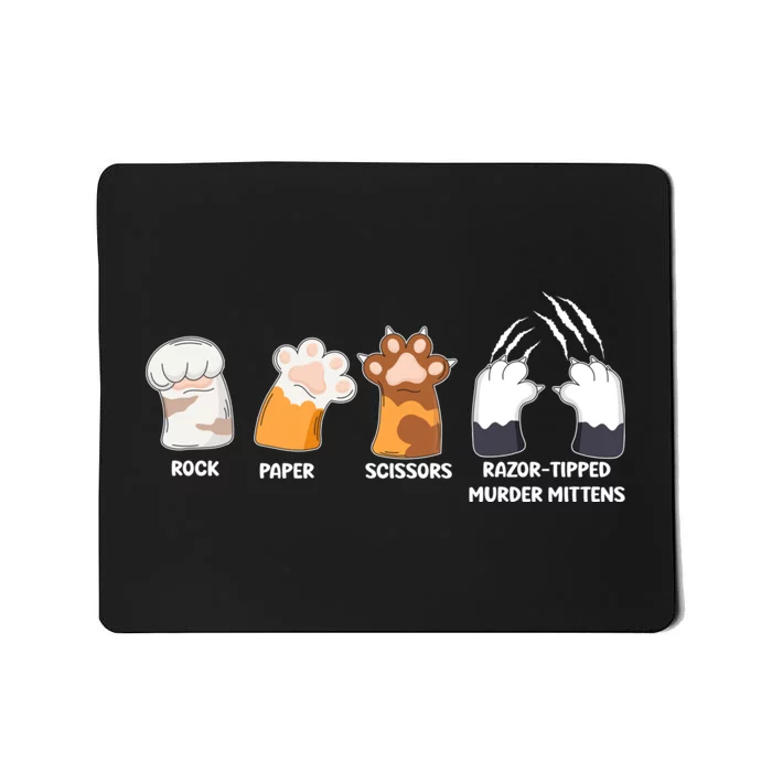 Rock Paper Scissors Razor Tipped Murder Mittens Fun Cat Paws Mousepad