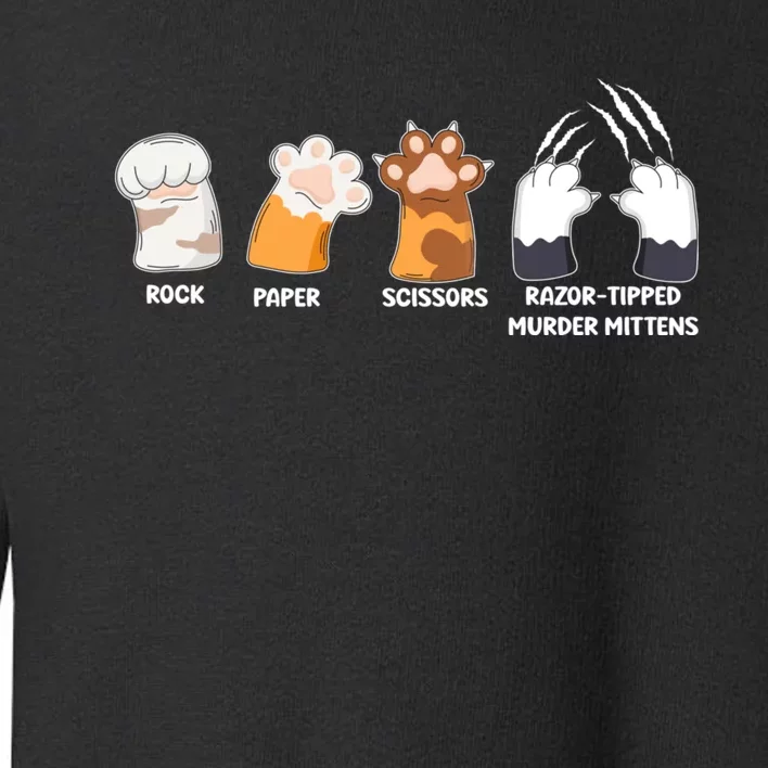 Rock Paper Scissors Razor Tipped Murder Mittens Fun Cat Paws Toddler Sweatshirt