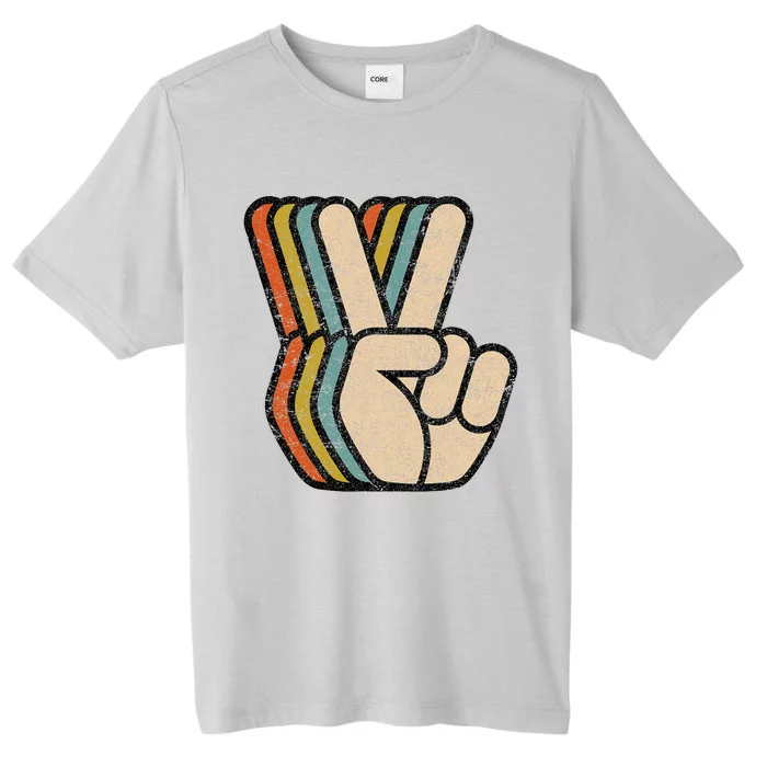 Retro Peace Sign V Fingers Vintage 60s 70s 80s Cool Graphic ChromaSoft Performance T-Shirt