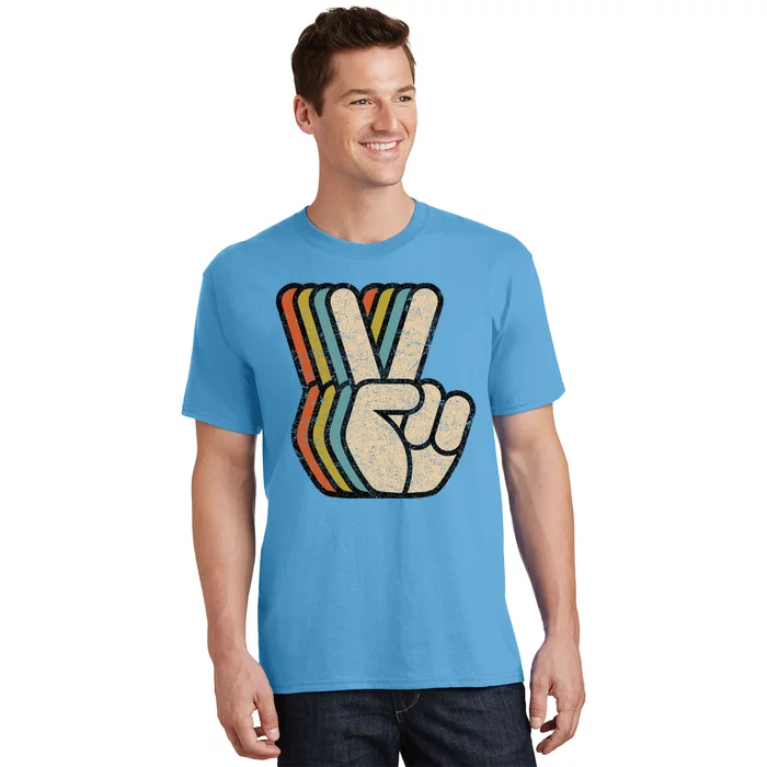 Retro Peace Sign V Fingers Vintage 60s 70s 80s Cool Graphic T-Shirt