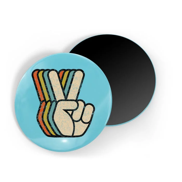 Retro Peace Sign V Fingers Vintage 60s 70s 80s Cool Graphic Magnet