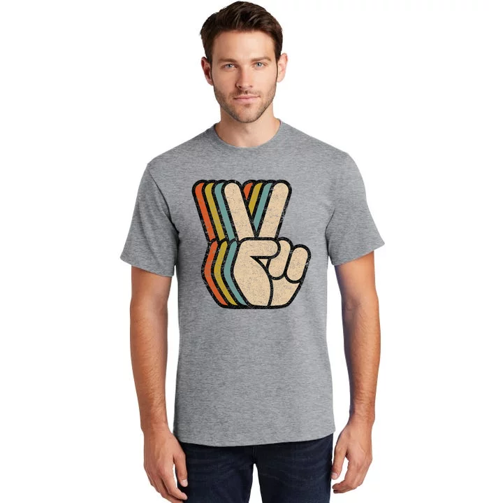 Retro Peace Sign V Fingers Vintage 60s 70s 80s Cool Graphic Tall T-Shirt