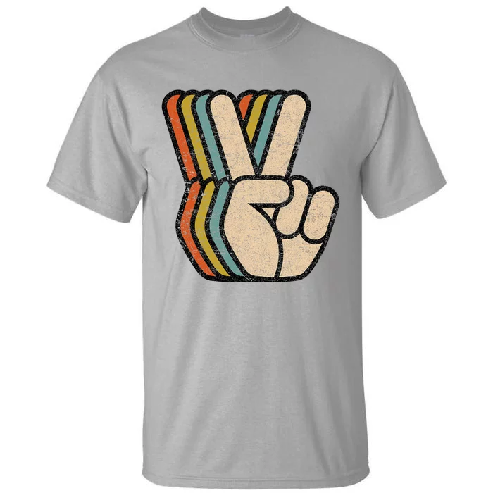 Retro Peace Sign V Fingers Vintage 60s 70s 80s Cool Graphic Tall T-Shirt