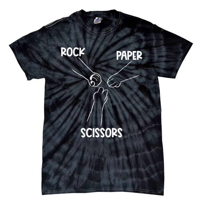 Rock Paper Scissors Hand Game Cute Paw Funny Cat Tie-Dye T-Shirt