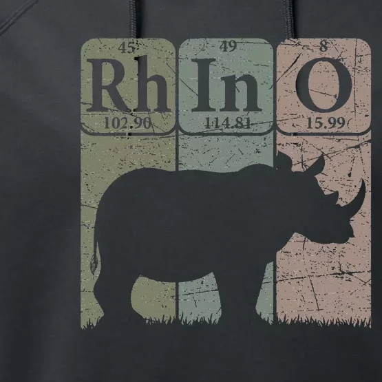 Rhino Periodic Table Elements Rhino Lover Rhinoceros Retro Performance Fleece Hoodie