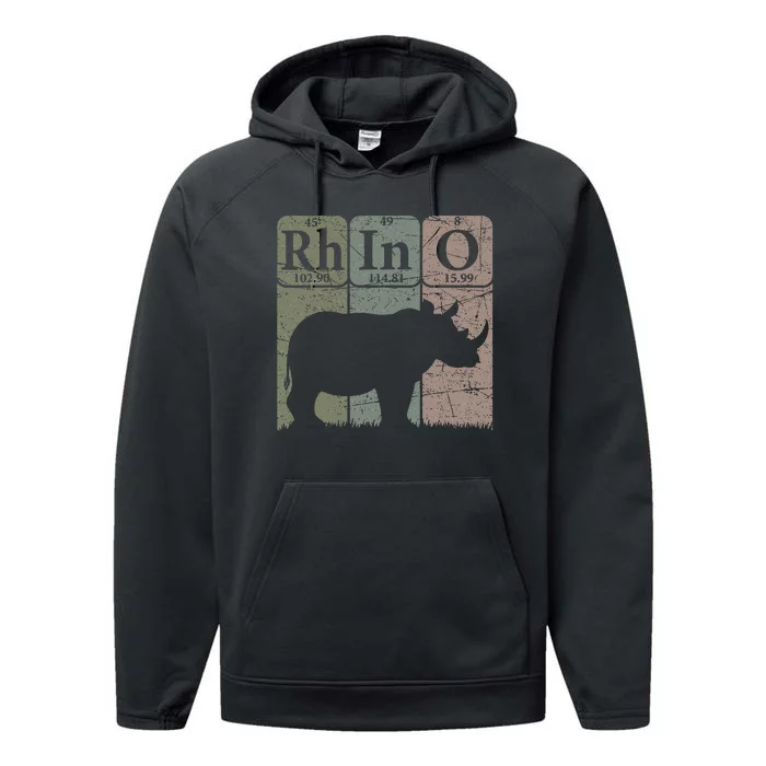 Rhino Periodic Table Elements Rhino Lover Rhinoceros Retro Performance Fleece Hoodie