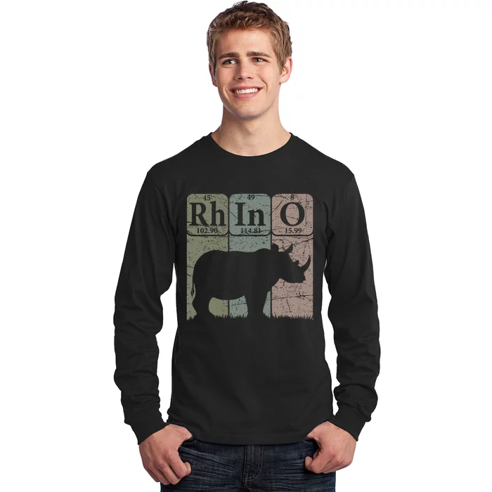 Rhino Periodic Table Elements Rhino Lover Rhinoceros Retro Long Sleeve Shirt