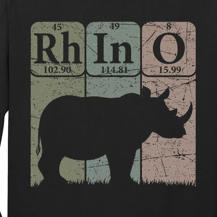 Rhino Periodic Table Elements Rhino Lover Rhinoceros Retro Long Sleeve Shirt