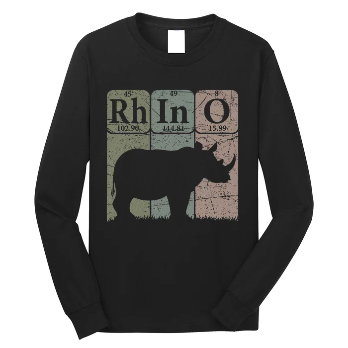 Rhino Periodic Table Elements Rhino Lover Rhinoceros Retro Long Sleeve Shirt