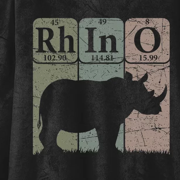 Rhino Periodic Table Elements Rhino Lover Rhinoceros Retro Hooded Wearable Blanket