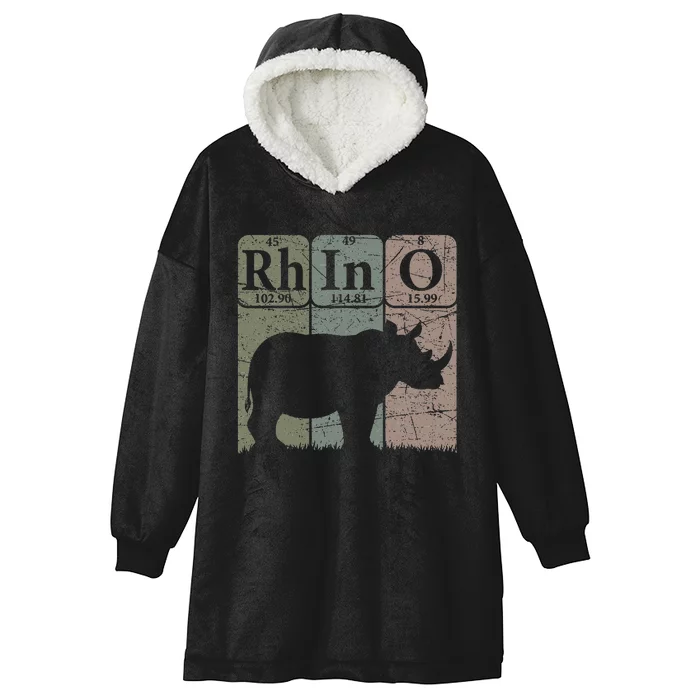 Rhino Periodic Table Elements Rhino Lover Rhinoceros Retro Hooded Wearable Blanket