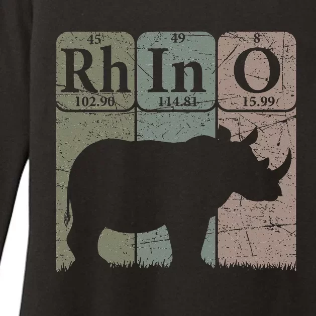 Rhino Periodic Table Elements Rhino Lover Rhinoceros Retro Womens CVC Long Sleeve Shirt