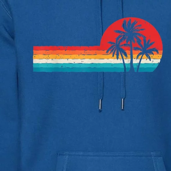 Retro Palm Tree , Tropical Beach Tee, Retro Vacation Premium Hoodie