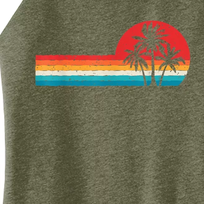 Retro Palm Tree , Tropical Beach Tee, Retro Vacation Women’s Perfect Tri Rocker Tank