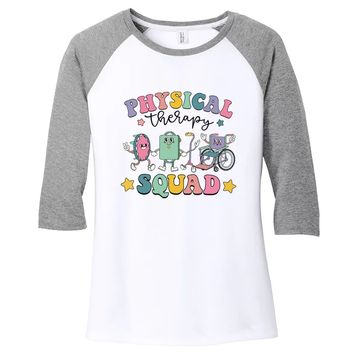 Retro Physical Therapy PT Squad Pediatric Physical Therapist Women's Tri-Blend 3/4-Sleeve Raglan Shirt