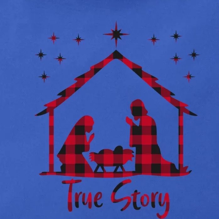 Red Plaid True Story Of Jesus Birth Christmas Nativity Gift Zip Tote Bag