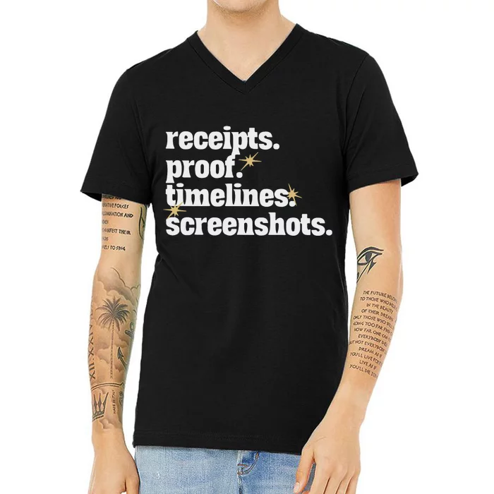 Receipts Proof Timeline Screenshots V-Neck T-Shirt