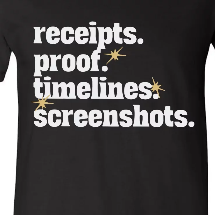 Receipts Proof Timeline Screenshots V-Neck T-Shirt