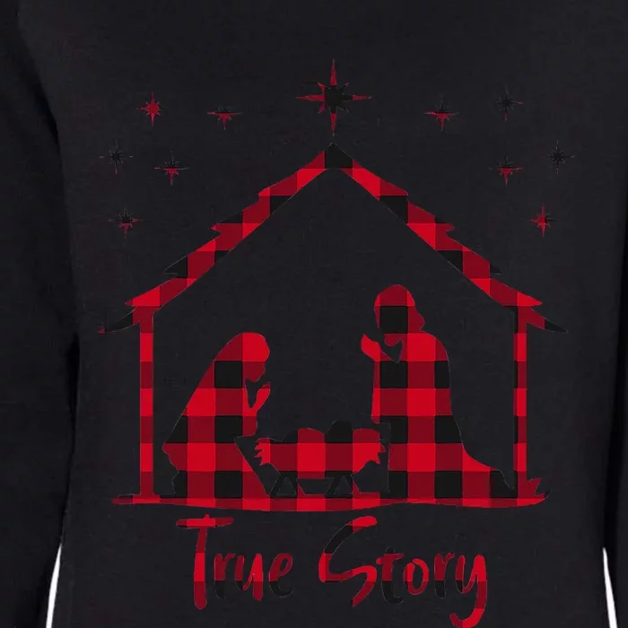 Red Plaid True Story of Jesus Birth Christmas Nativity Womens California Wash Sweatshirt