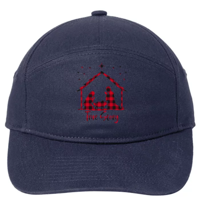 Red Plaid True Story of Jesus Birth Christmas Nativity 7-Panel Snapback Hat