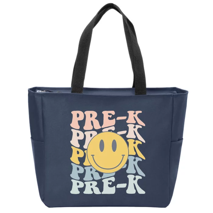 Retro Prek Teacher Student First Day Of School Preschool Zip Tote Bag