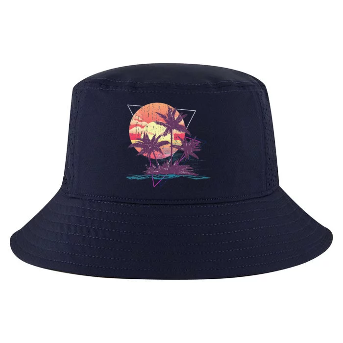 Retro Palm Trees Beach Sunset Tropical Summer Cool Comfort Performance Bucket Hat