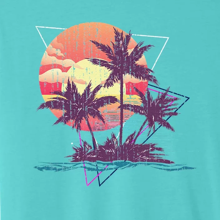 Retro Palm Trees Beach Sunset Tropical Summer ChromaSoft Performance T-Shirt