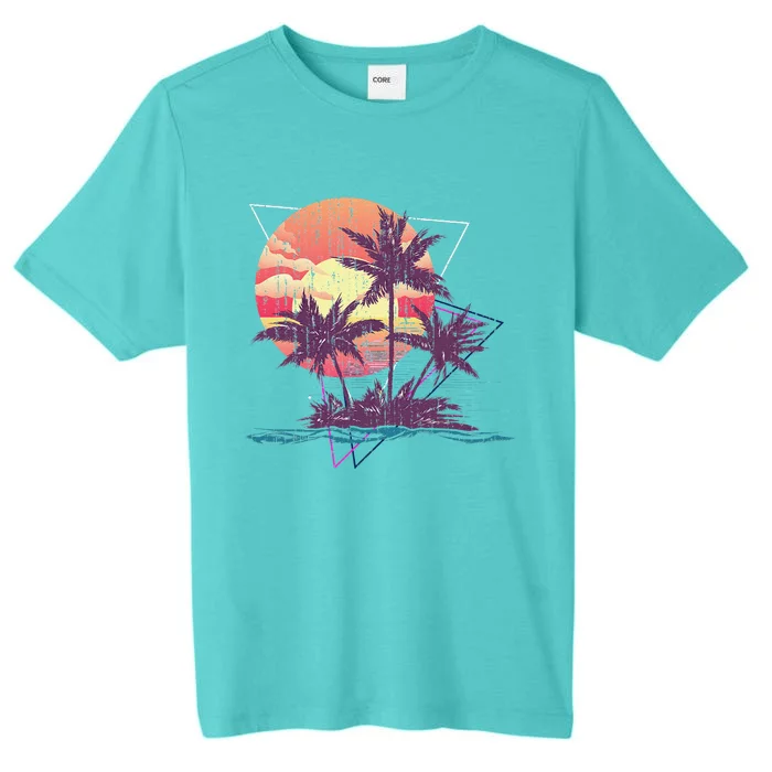 Retro Palm Trees Beach Sunset Tropical Summer ChromaSoft Performance T-Shirt