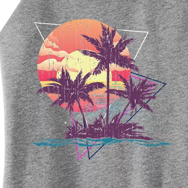 Retro Palm Trees Beach Sunset Tropical Summer Women’s Perfect Tri Rocker Tank