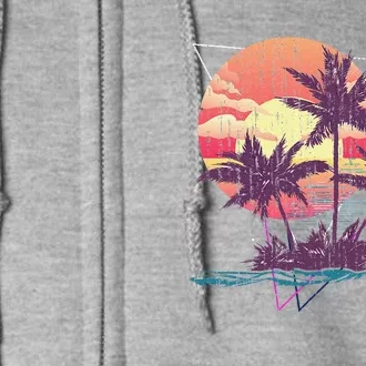 Retro Palm Trees Beach Sunset Tropical Summer Full Zip Hoodie