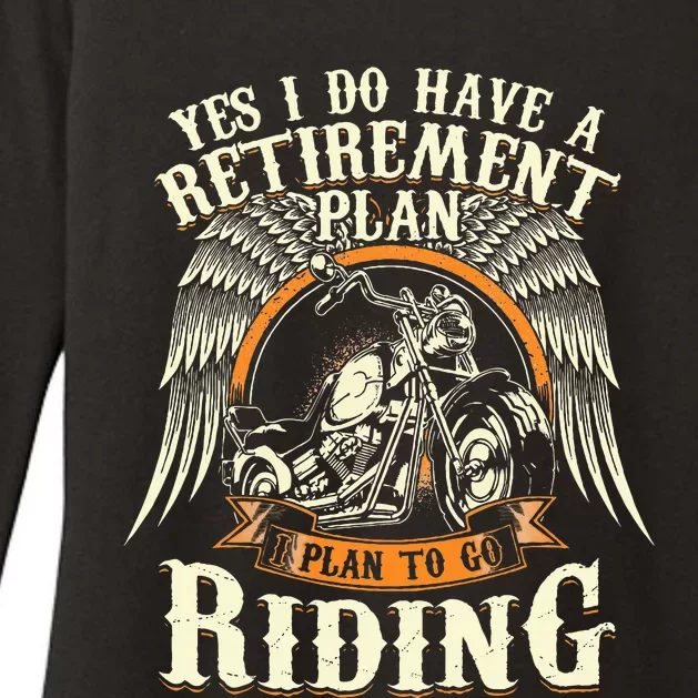 Retirement Plan To Go Riding Gift Motorcycle Riders Biker Womens CVC Long Sleeve Shirt