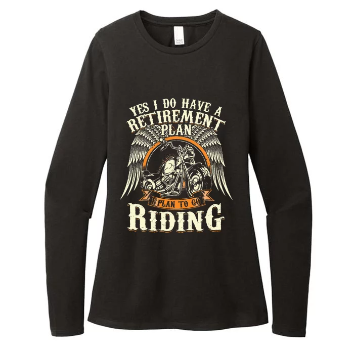 Retirement Plan To Go Riding Gift Motorcycle Riders Biker Womens CVC Long Sleeve Shirt