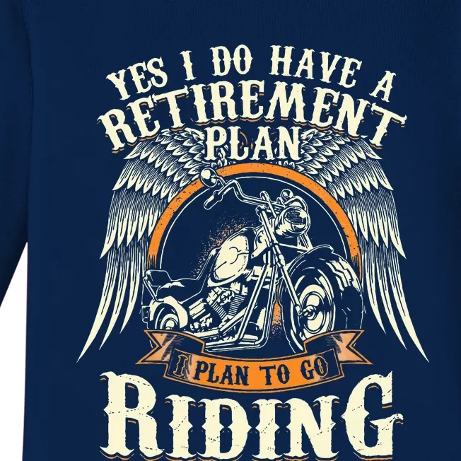 Retirement Plan To Go Riding Gift Motorcycle Riders Biker Baby Long Sleeve Bodysuit