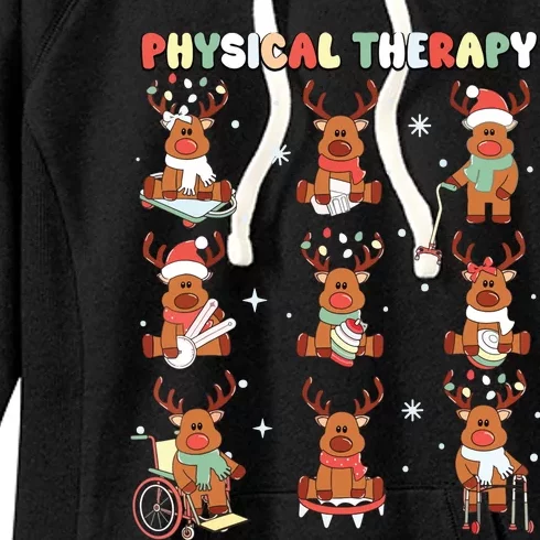 Reindeer Physical Therapy Pt Physical Therapist Christmas Women's Fleece Hoodie