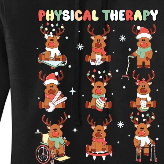 Reindeer Physical Therapy Pt Physical Therapist Christmas Women's Pullover Hoodie