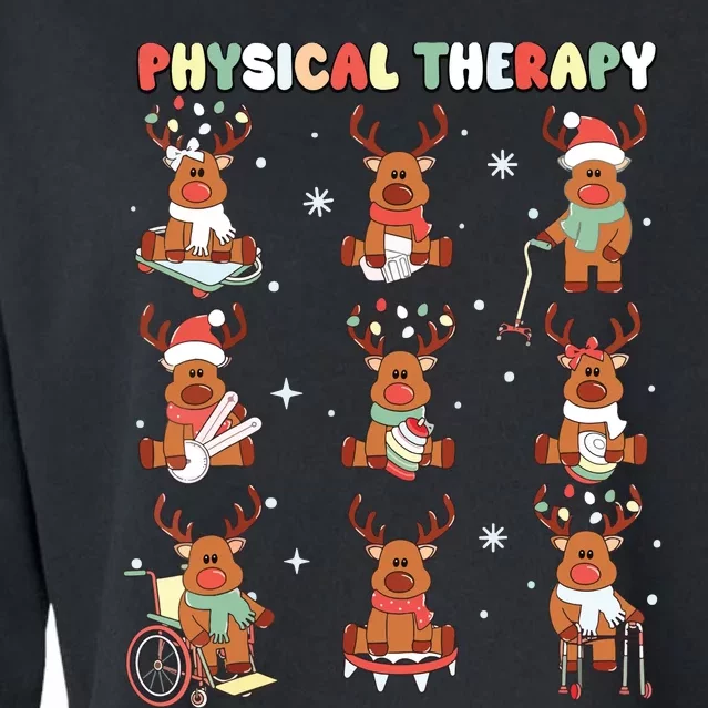 Reindeer Physical Therapy Pt Physical Therapist Christmas Cropped Pullover Crew