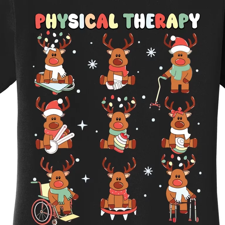 Reindeer Physical Therapy Pt Physical Therapist Christmas Women's T-Shirt