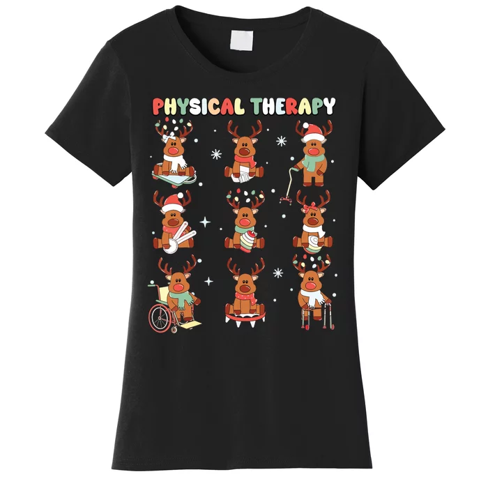 Reindeer Physical Therapy Pt Physical Therapist Christmas Women's T-Shirt