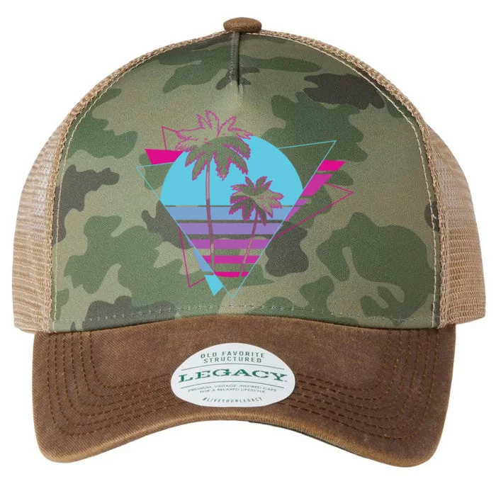 Retro Palm Tree Tropical Sunset Legacy Tie Dye Trucker Hat