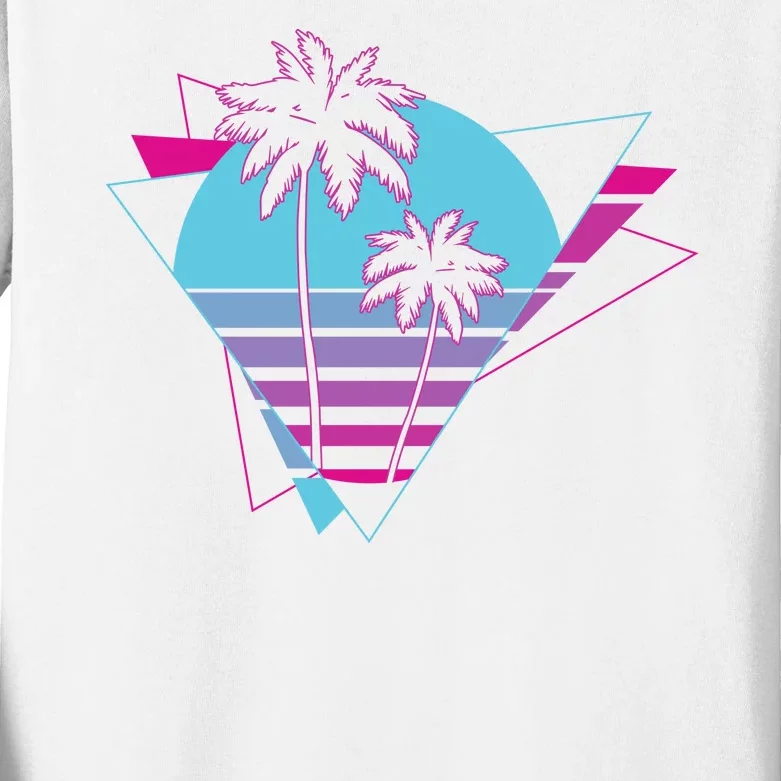 Retro Palm Tree Tropical Sunset Kids Long Sleeve Shirt