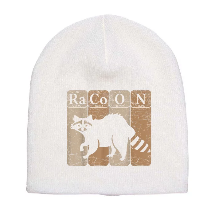 Racoon Periodic Table Chemistry Elements Funny Raccoon Lover Short Acrylic Beanie