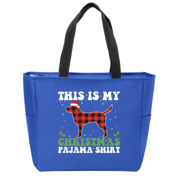 Red Plaid This Is My Labrador Retriever Dog Christmas Pajama Gift Zip Tote Bag