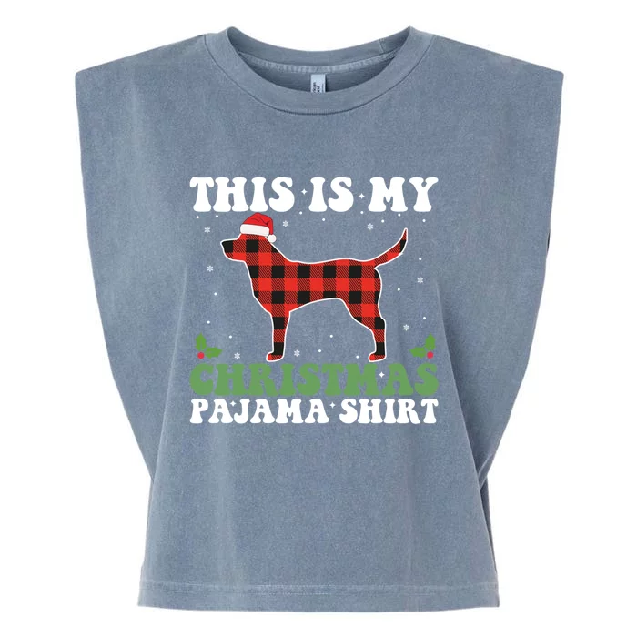 Red Plaid This Is My Labrador Retriever Dog Christmas Pajama Gift Garment-Dyed Women's Muscle Tee